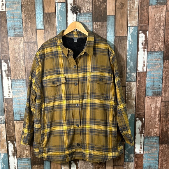 Eddie Bauer Men's Yellow and Black Plaid Shirt Shacket - Picture 1 of 3